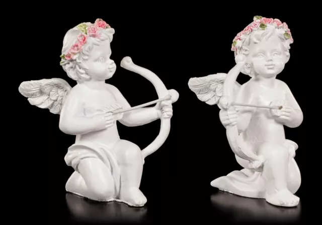 Engel Figuren - Mit Pfeil und Bogen - 2er Set - Fantasy Cherubim Amor Geschenk