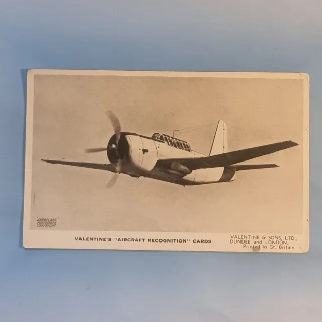 WW2 Aircraft Recognition Postcard C1940 RAF Vultee Vengence Dive Bomb