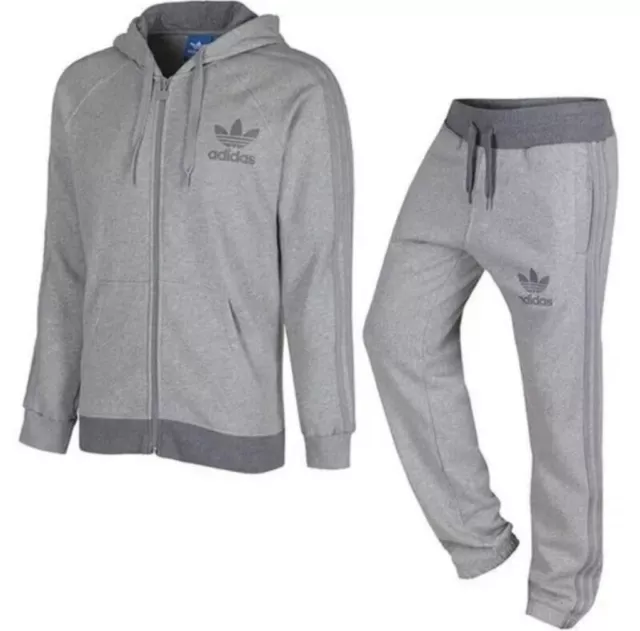 Adidas tuta completa da uomo originale SPO pile e grigio jogger grigio S M L XL