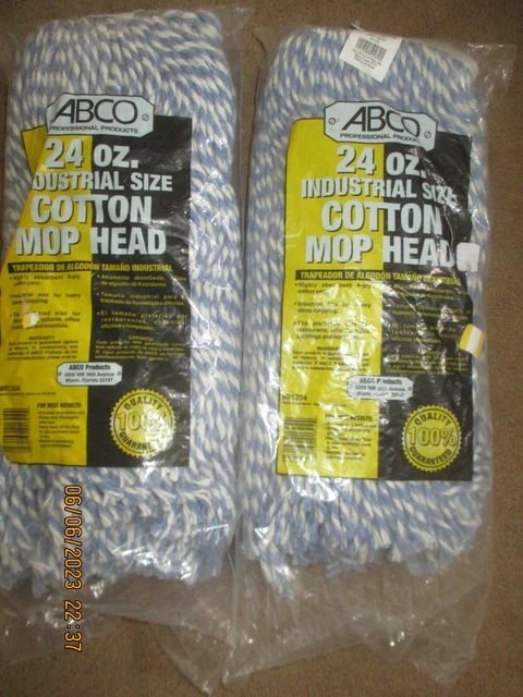 2 Abco Products Mop Head, Industrial Size,  24-oz., 4-ply cotton