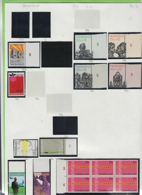 027 - Niederlande - Lot aus 1971  Mi-Nr.  958 - 973   gestempelt / postfrisch