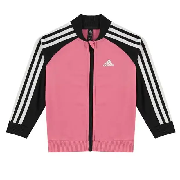 Adidas Girls 3 Stripe Poly Tracksuit Top Jacket - Pink / 2-3 Years