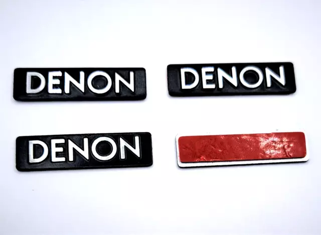 4 x Denon Speaker Sticker Emblem Aluminium 3D Badge Logo uk Car Home FREE P&P