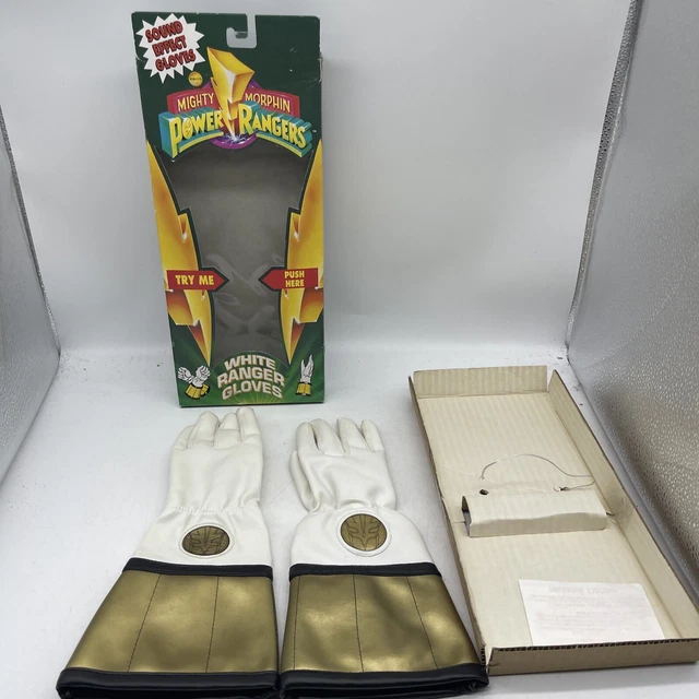 BOXED MIGHTY MORPHIN Power Rangers White Ranger Sound Gloves 1994 MMPR