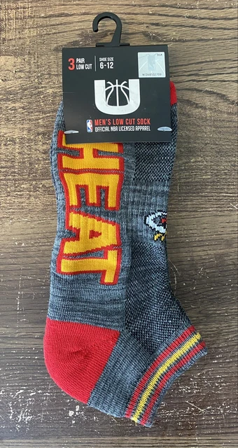 3 Pair Low Cut Men’s NBA Miami Heat Socks Size 6-12🔥