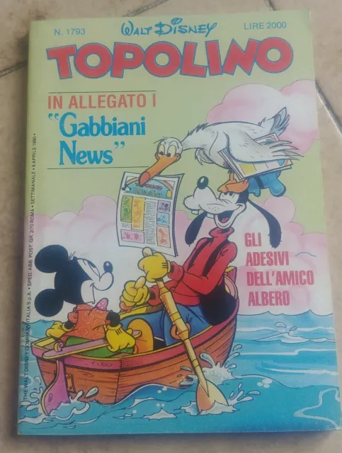 Fumetto TOPOLINO n. 1793 del 8/4/1990 -Ed. Mondadori - Con figurine Amico Albero