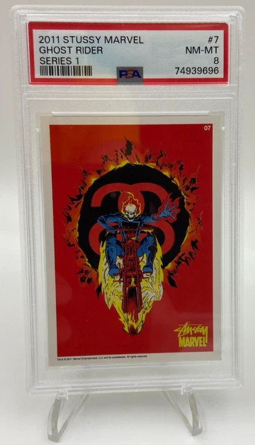 2011 STUSSY MARVEL Series 1 GHOST RIDER #7 Trading Card MCU graded PSA 8 NM-MT