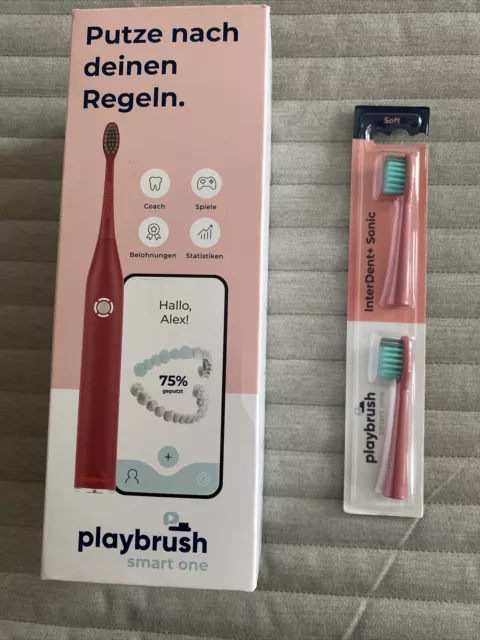 Playbrush Smart One Elektrische Schallzahnbürste Coral + 2 Bürsten - NEU - OVP -