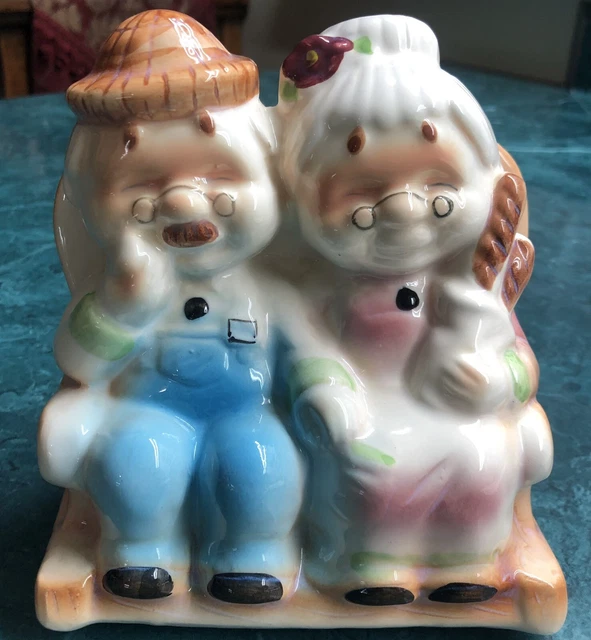Vintage Grandma/Grandpa in Rocking Chair Ceramic Bank App 6”x5”