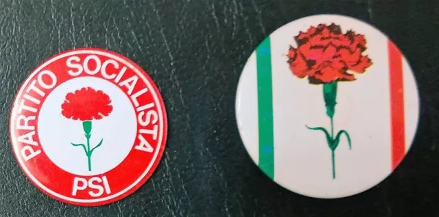 n°  2 -  pin spilla Partito Socialista Italiano  PSI propaganda elettorale