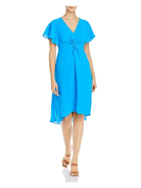 ADRIANNA PAPELL Womens Twist Front  Flutter Sleeve Fit + Flare Dress