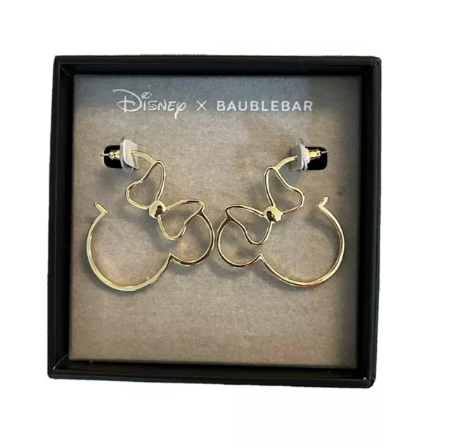 Disney x BAUBLEBAR Minnie Mouse Gold Outline Hoop Earrings NIB