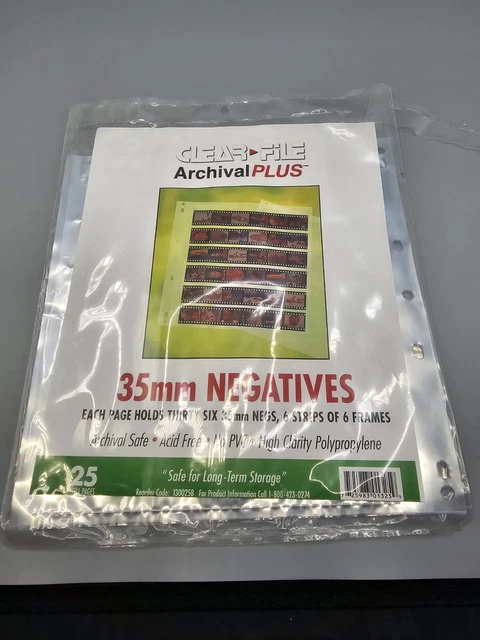 17 hojas de archivo transparentes negativas para película de 35 mm. Almacenamiento de archivo sin ácido