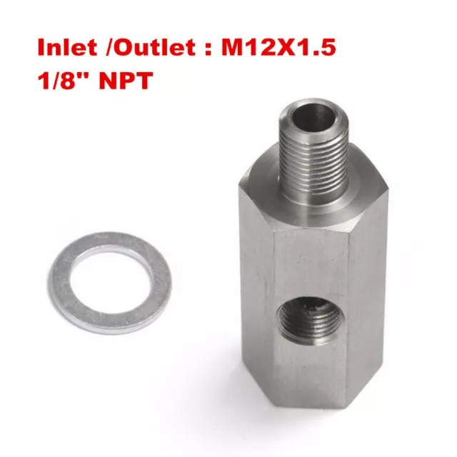 1/8" NPT Oil Pressure Sensor Tee to M12x1.5 Adapter Turbo Supply Feed Line Gauge