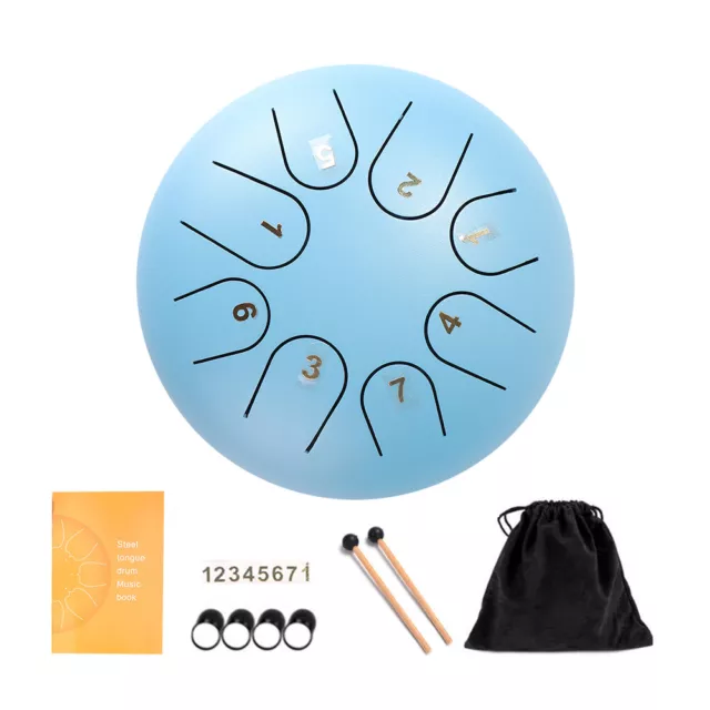 6 inch Steel Tongue Drum 8 Tone Hand Pan Drum Tank with Drumsticks Carrying Bag