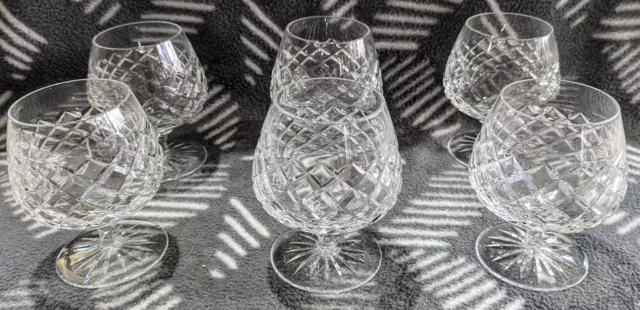 6 Crystal Diamond Cut Heavy Brandy Glasses/Balloons, Bohemia?