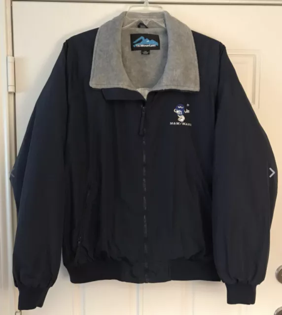Tri Mountain M&M Mars Logo Navy Fleece Lined Jacket Mens 2XL ~ Candy Snickers