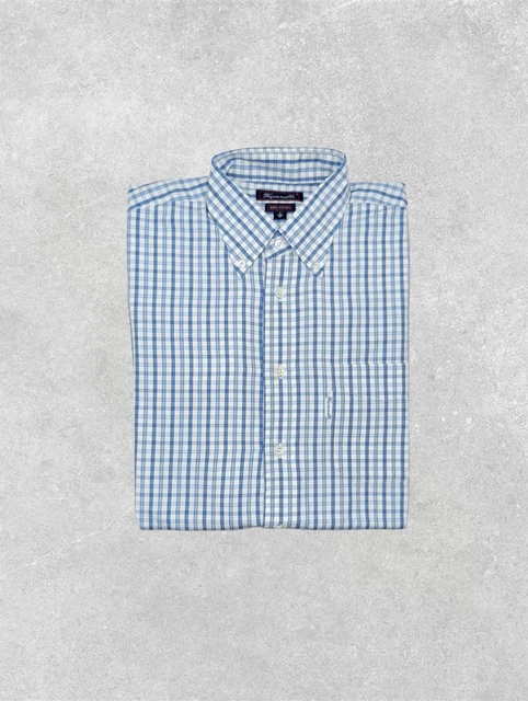 Chemise Vintage Façonnable Années 90 - Coton Gratté, Vert à Carreaux, Taille M Coupe Large - Parfait état