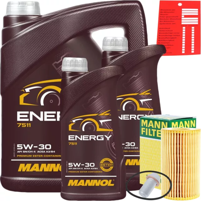 MANN ÖLFILTER + 7L MANNOL 5W-30 passend für MERCEDES C-E-A-KLASSE W205 W212 W176