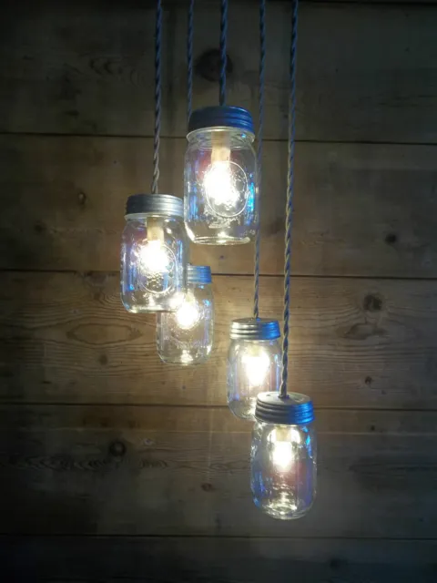 Mason Jar Farmhouse Light Fixture Mason JAR CHANDELIER Cottage Kitchen Lighting