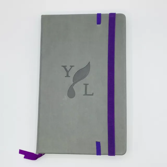 NUEVO Cuaderno Young Living Journal forrado en libro mayor gris púrpura recompensa hallazgo raro