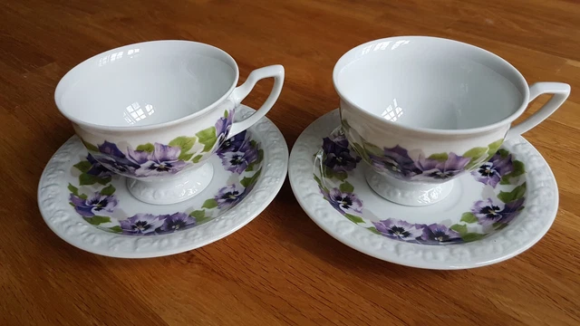 Rosenthal Maria Stiefmütterchen zwei Kaffeetassen mit Untertassen
