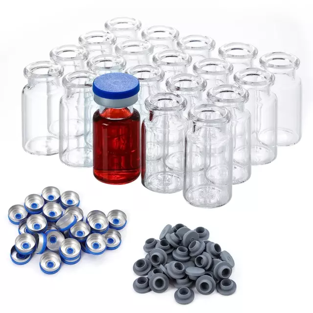 200 Pack 10Ml Glass Vials, Clear Glass Headspace Vials with Plastic-Aluminum Fli