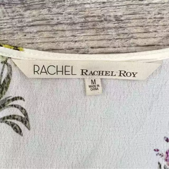 Rachel Roy cream  floral and striped sleeveless shift dress size medium M B117 2