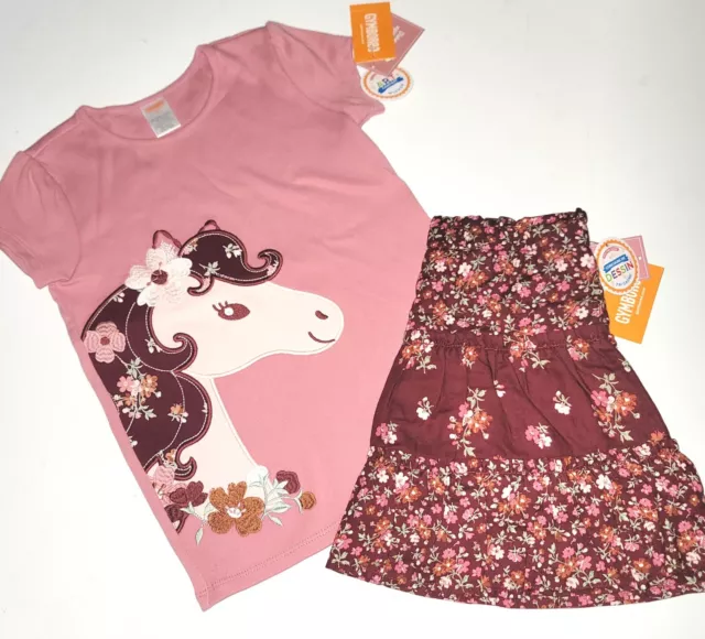 Gymboree Girls 6 County Fair Horse Tee Floral Skort Set NWT