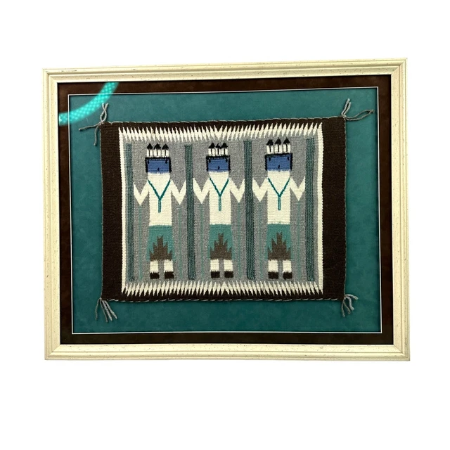 Framed Native American Navajo Yei Wall Art Mythology Spiritual Traditional 32x26