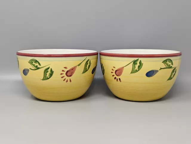 Pfaltzgraff Everyday Palermo Deep Cereal Soup Bowl 6" Yellow Floral Set of 2