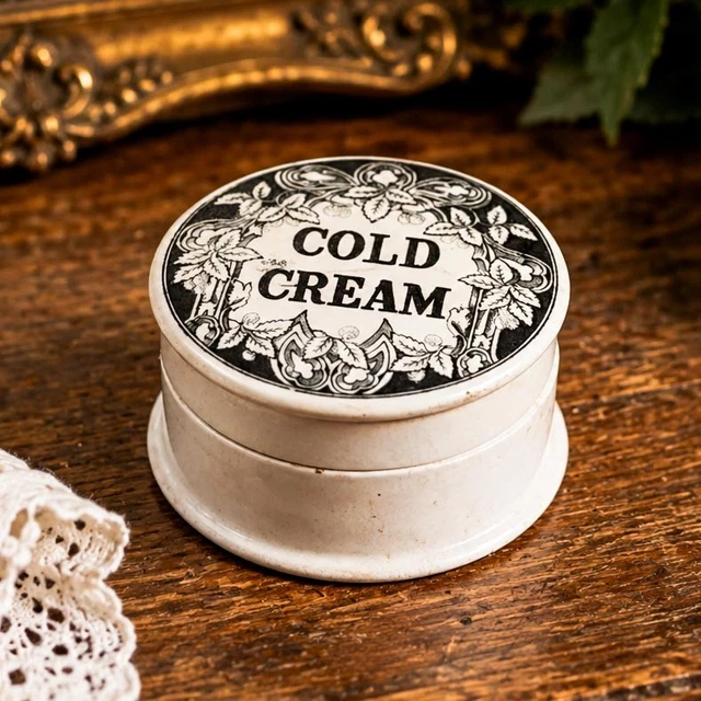 レア　COLD CREAM イギリスアンティーク WONDERFUL ANTIQUE VICTORIAN English Cold Cream Pot Lidded