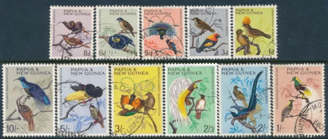 1964-1965 PAPUA NEW GUINEA BIRDS DEFINITIVES USED SET OF 11 our ref B