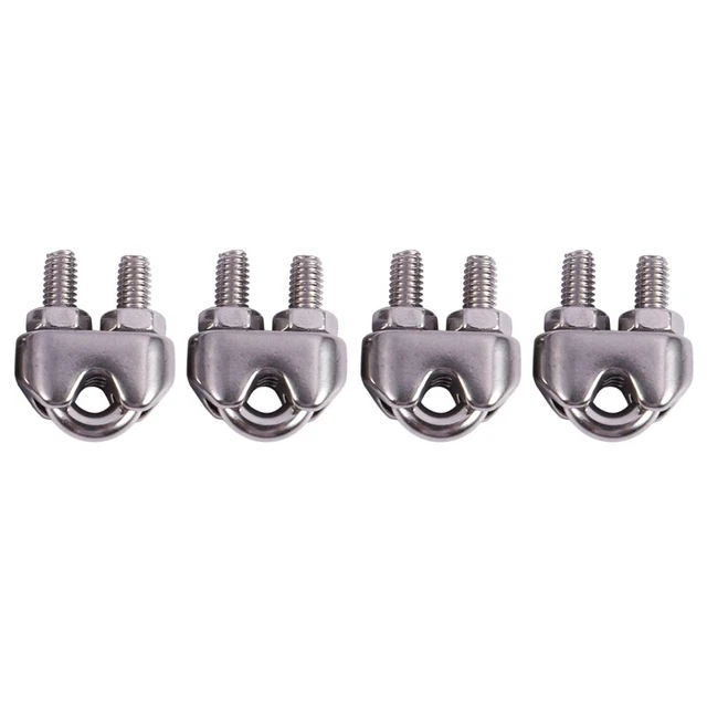 4Pcs Pince de Selle de Clip de CâBle en Acier Inoxydable pour Cordes 0.3Cm 8749