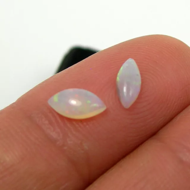 0.66 carat Marquise Natural Australian Solid White Light Opal Loose Gem 2 Pieces 3