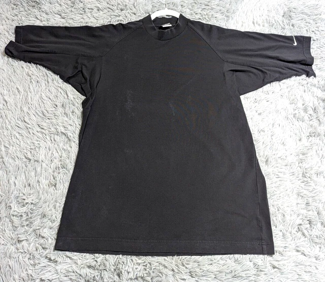 Nike Golf Mens Shirt Size Large Black Dri-Fit Mock Neck Short Sleeve Cotton Poly