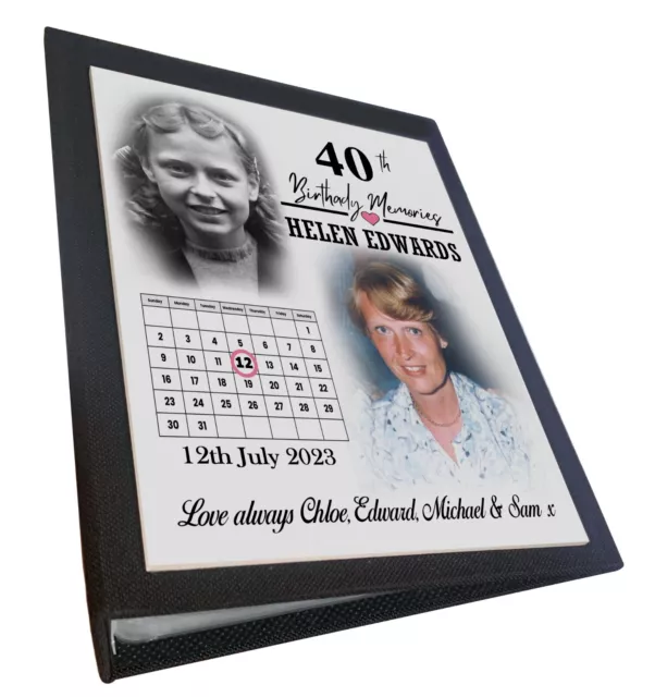 40th Birthday present, Personalised photos album, Memory keepsake photo book.