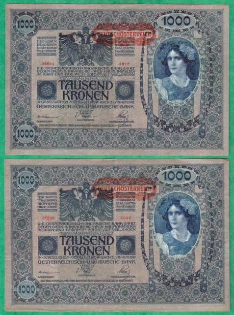 Autriche - 2 Billets De 1000 Kronen 1902 - Splendides