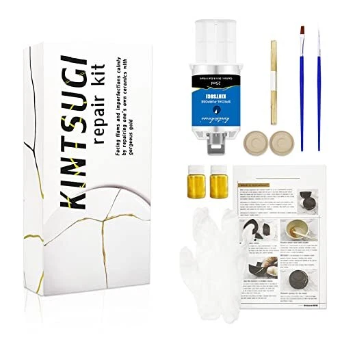 Kintsugi Repair Kit Gold Japanese Kintsugi Kit to Improve Your Ceramic Repair...