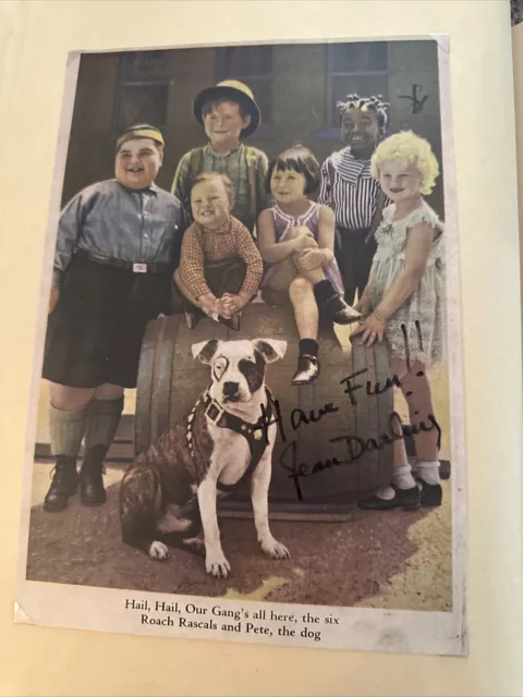 Our Gang Jean Darling Signed Color Photo Little Rascals Silent Era Pete Pup