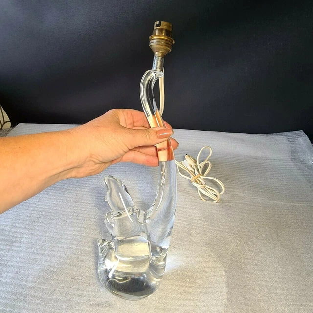 💡SCHNEIDER FRANCE GRAND PIED DE LAMPE EN CRISTAL SIGNE 36 cm