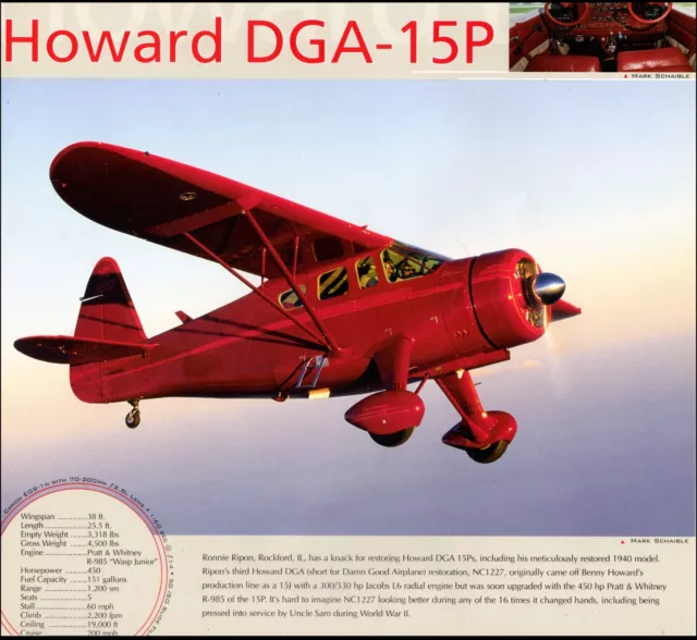 2002 print photo of restored 1940 HOWARD DGA-15P private aircraft  Red! 080322