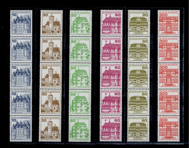 Bund aus B&S 913 - 1143 AII Letterset Satz im 5er Streifen, ungefaltet !!!⓴