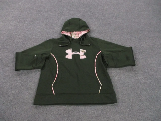 Under Armour Sweatshirt Hoodie Adult XL Green Camo Pullover Pockets Storm Womens