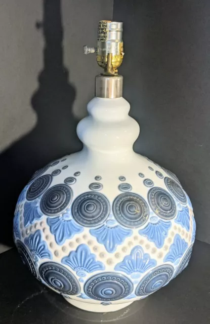 Rare 1970's Blue Full Moon Lladro Porcelain Lamp No Damage, Working 16" Tall