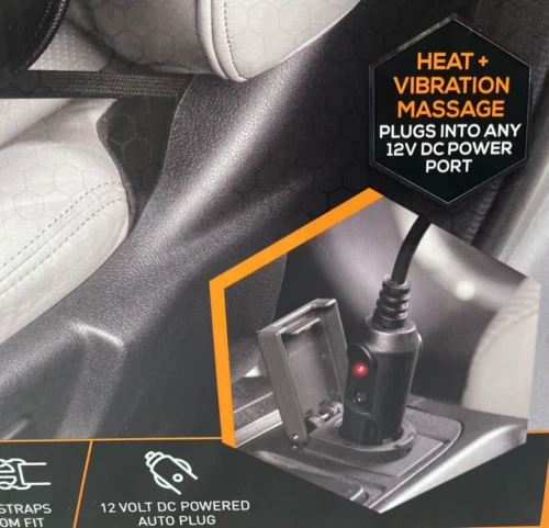 SmartGear 12Volt Auto Seat Heat+Massage Cushion, Fits Onto Any Bucket Style Seat