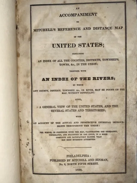 An accompaniment to Mitchell's reference distance map of the United States 1836