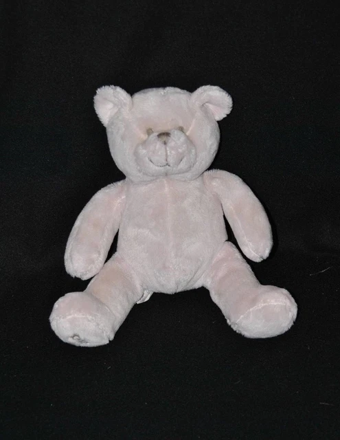 Peluche doudou ours OBAIBI OKAIDI prune beige visage brodé en gris 25 cm TTBE