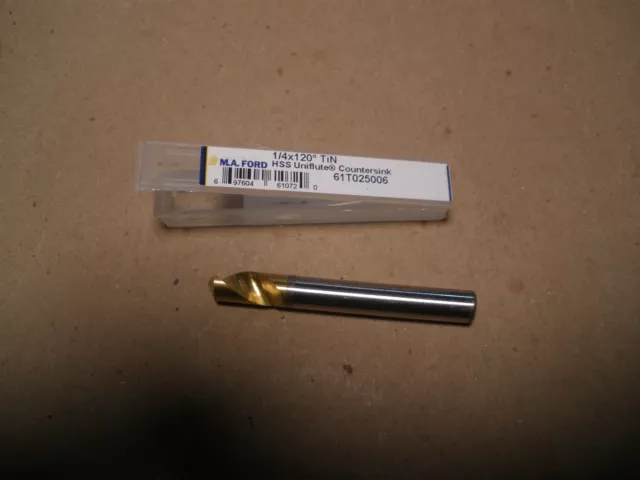 MA Ford HSS Tin Uniflute Countersink 1/4" x 120°