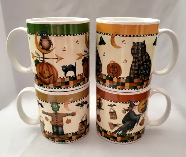 Set Of 4 Sakura Debbie Mumm Halloween Coffee Mugs